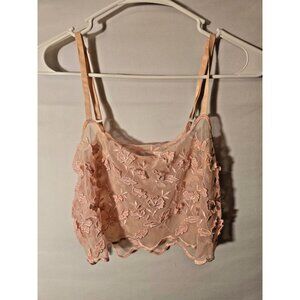 Vintage Victoria's Secret Pink Floral Cami Top Crop Sheer Small S‎ Girlie Fairy